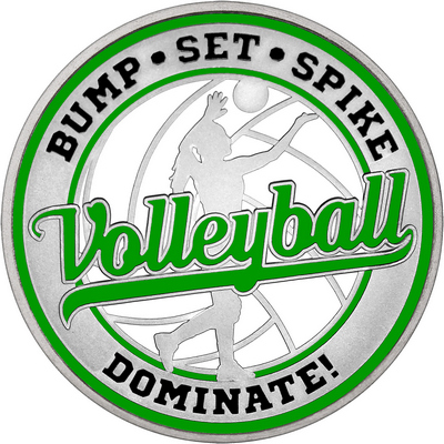 Green "Volleyball" with Green Outer Circular Borders